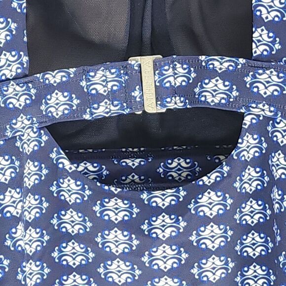 Athleta Tangier High Neck Tankini Top 32D /DD Blue Open Back Underwire Swimwear - Picture 9 of 12